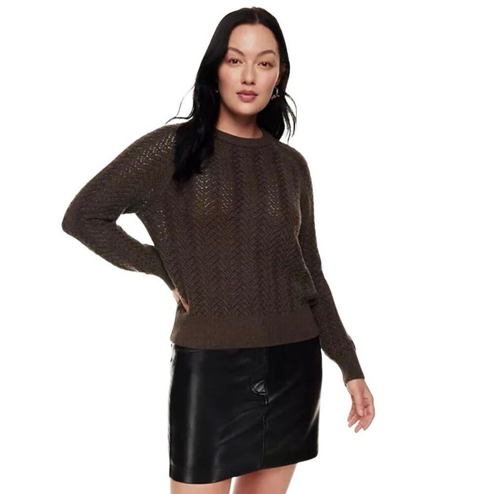 Aritzia Wilfred Arbor Merino Wool Sweater Womens Small Rich Mocha Brown - Picture 9 of 12